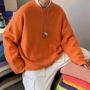 GbolsosMens Solid Harajuku Warm Knitted Sweaters Pullover 2021 Men Vintage 15 Colors Winter Sweater Male Japanese Wool Sweater